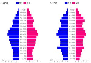 [図表1]さいたま市南区（左）と桜区（右）の人口ピラミッド